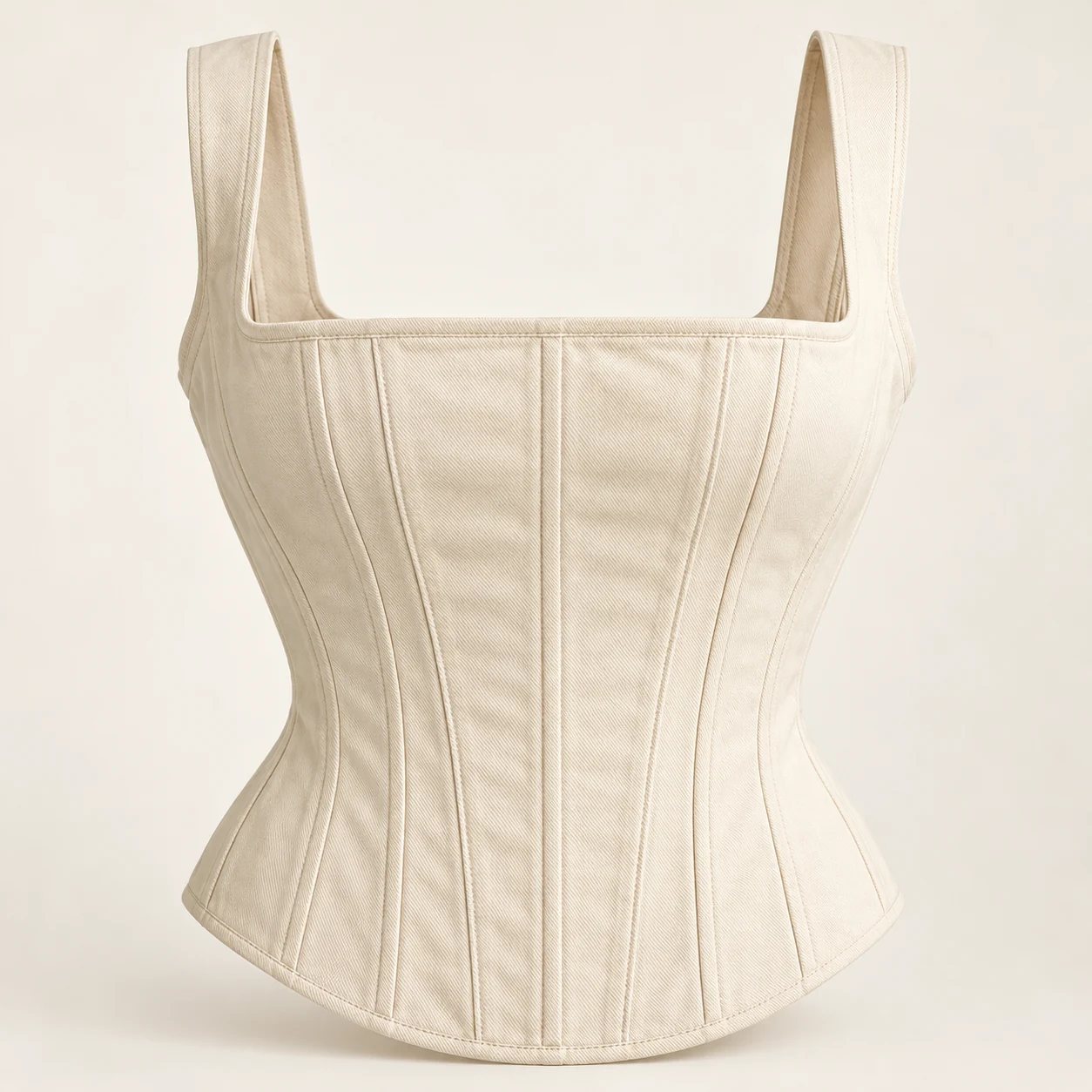 Beatrice Square-Neck Corset Top in Cream