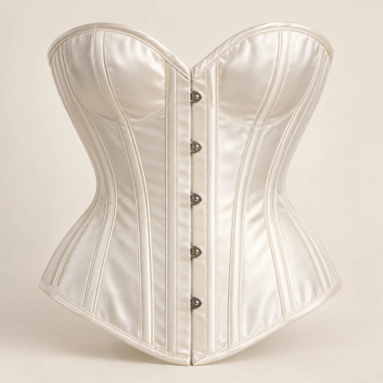 Emmeline Satin Overbust in Pearl White