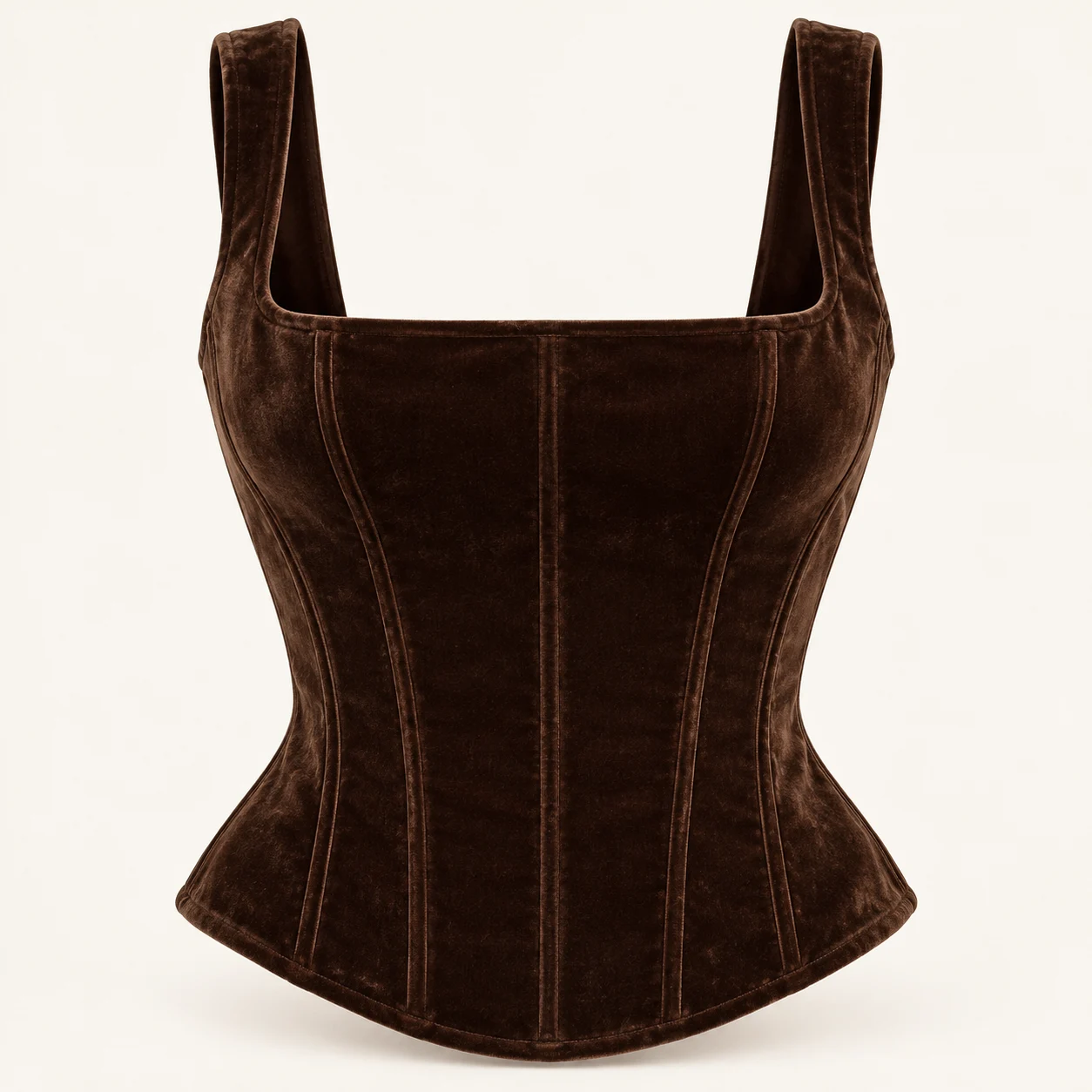 Seraphine Velvet Corset Top in Dark Brown